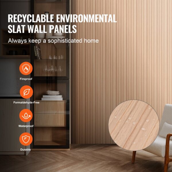 VEVOR Akustikpaneele, 2450 x 166mm, WPC-Akzent-Holzwandpaneele für moderne Innenwände, 8er-Set – Bild 3
