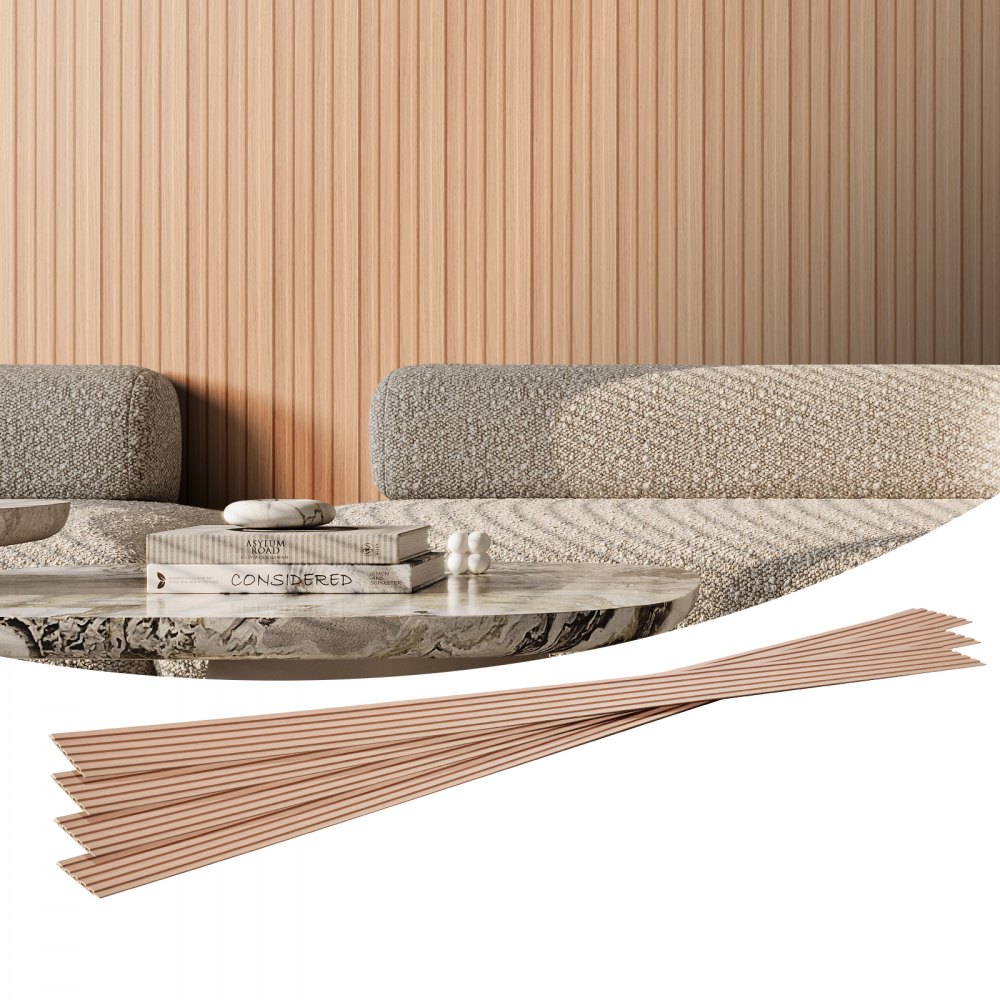 VEVOR Akustikpaneele, 2450 x 166mm, WPC-Akzent-Holzwandpaneele für moderne Innenwände, 8er-Set