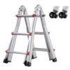 VEVOR Teleskopleiter mit A-Rahmen, 2880 mm kompakte Aluminium-Ausziehleiter, bis 150 kg