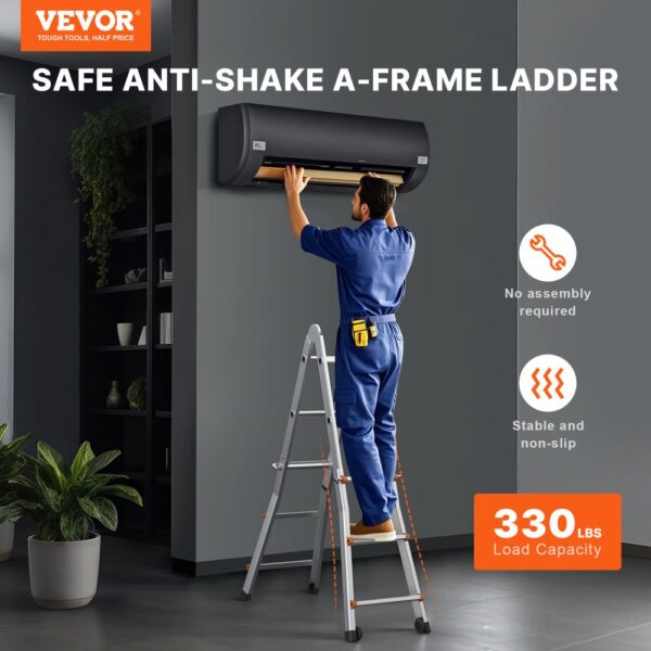 VEVOR Teleskopleiter mit A-Rahmen, 2880 mm kompakte Aluminium-Ausziehleiter, bis 150 kg – Bild 2