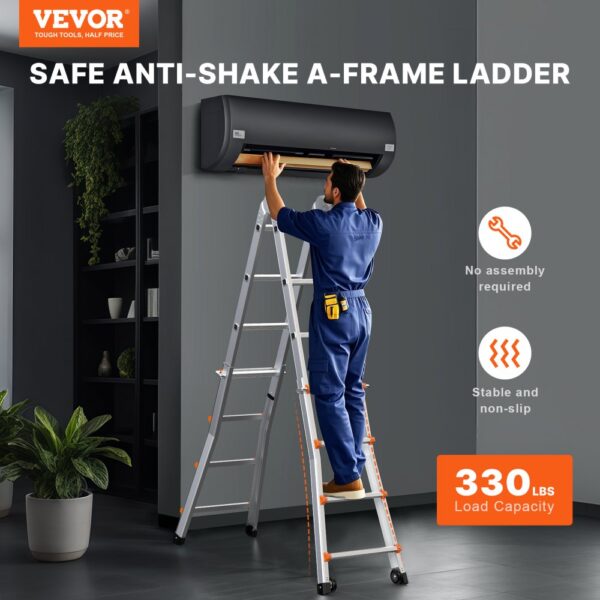 VEVOR Teleskopleiter mit A-Rahmen, 5990 mm Aluminium-Ausziehleiter, 150 kg Tragkraft – Bild 2