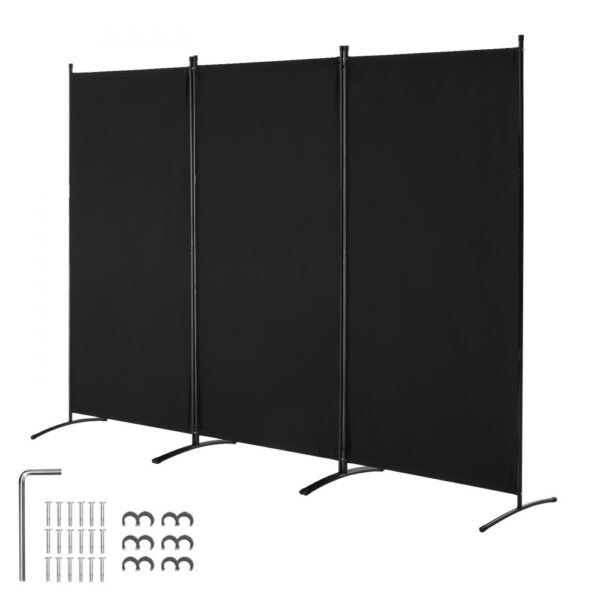 VEVOR Raumteiler 3 Paneele Raumteiler 260 x 184 x 52 cm, Schwarz