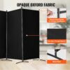 VEVOR Raumteiler 3 Paneele Raumteiler 260 x 184 x 52 cm, Schwarz – Bild 3