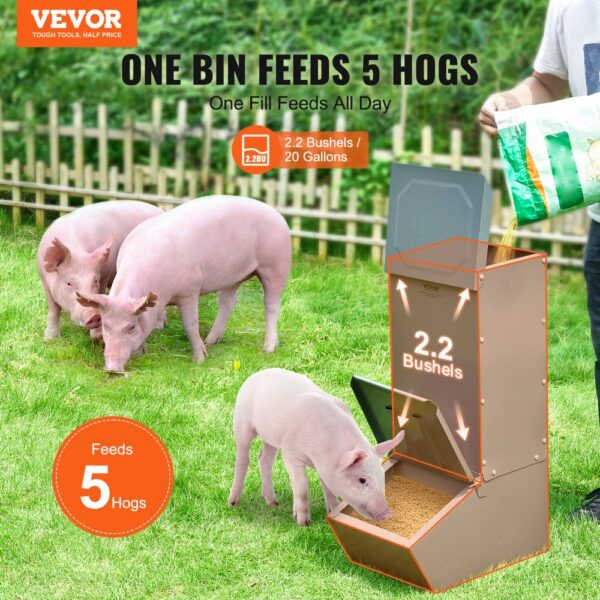 VEVOR Futtertrog Schweine, 2,2 Scheffel Fassungsvermögen, Futterspender mit Einzeltür – Bild 2
