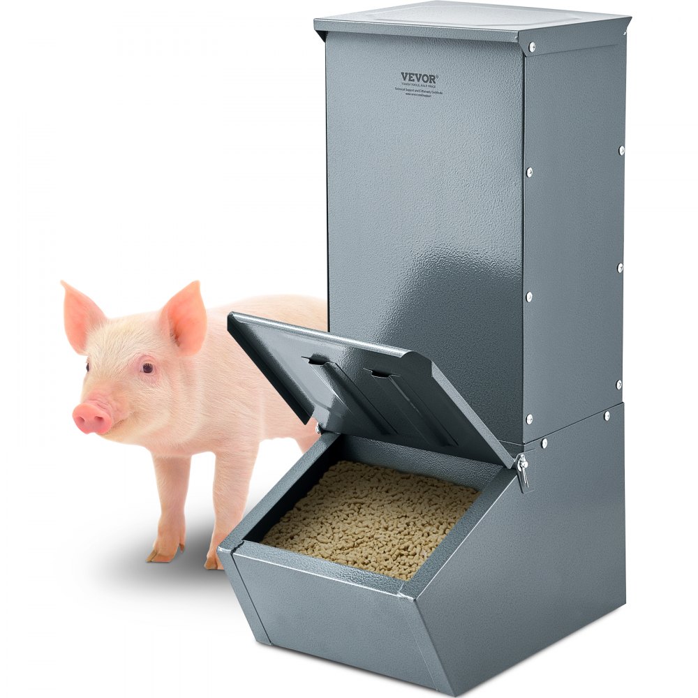 VEVOR Futtertrog Schweine, 2,2 Scheffel Fassungsvermögen, Futterspender mit Einzeltür