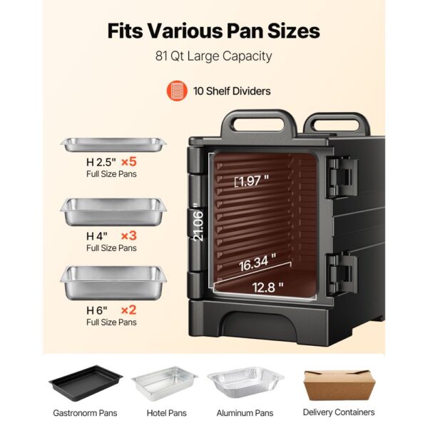 VEVOR Isolierter Speisenbehälterträger Warmhaltebox für Gastronomie 75 L – Bild 4