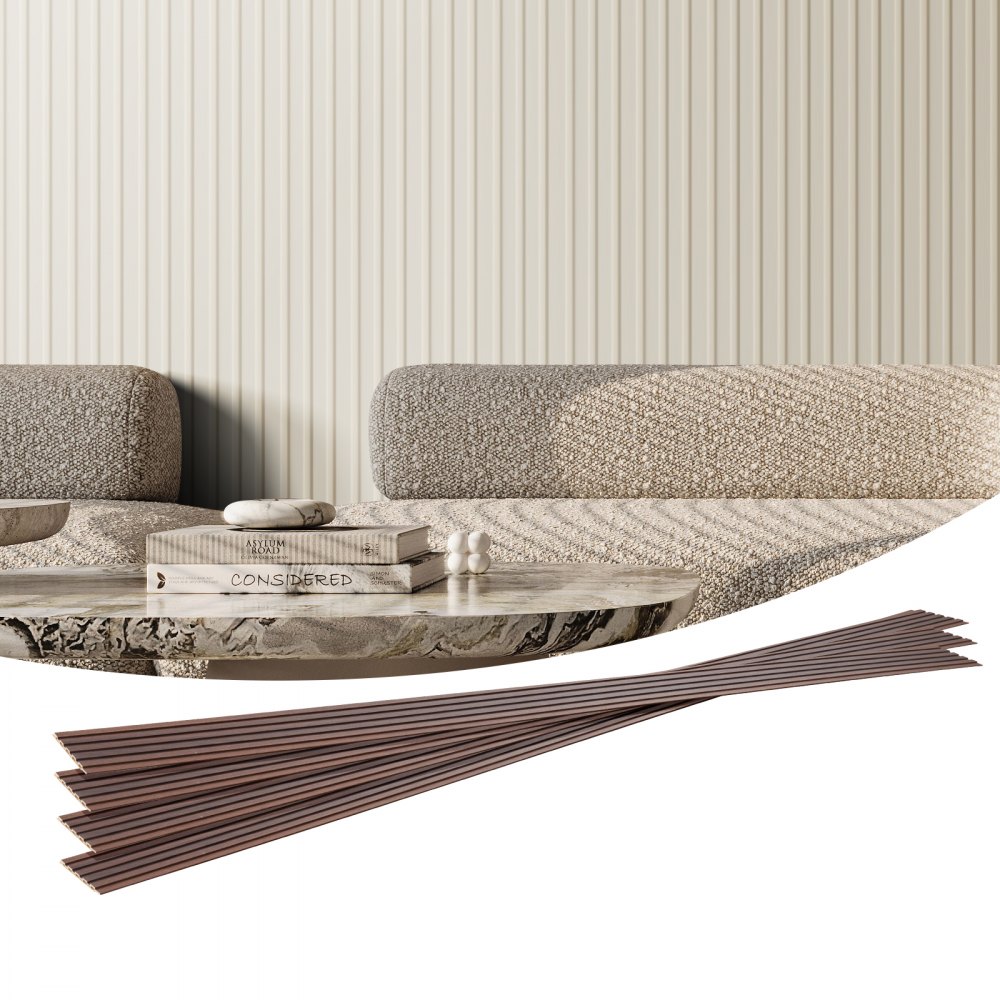 VEVOR Akustikpaneele, 8er-Set, 2450 x 166 x 9 mm, WPC-Akzent-Holzwandpaneele für moderne Innenwände