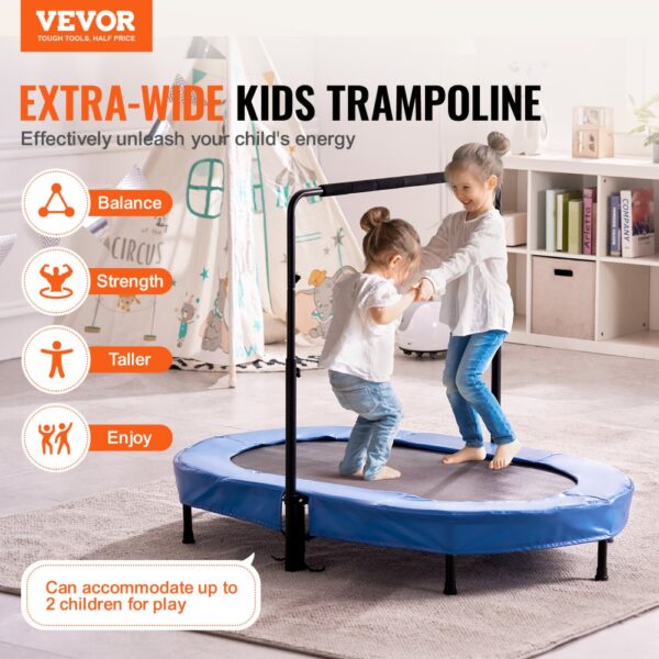VEVOR Kindertrampolin Indoor / Outdoor-Trampolin faltbares Mini Trampolin mit Griff, Blau – Bild 2