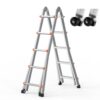 VEVOR Teleskopleiter mit A-Rahmen, 5120 mm, kompakte Aluminium-Ausziehleiter, 150 kg Tragkraft
