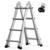 VEVOR Teleskopleiter mit A-Rahmen, 4 m Aluminium-Ausziehleiter, 150 kg Tragkraft