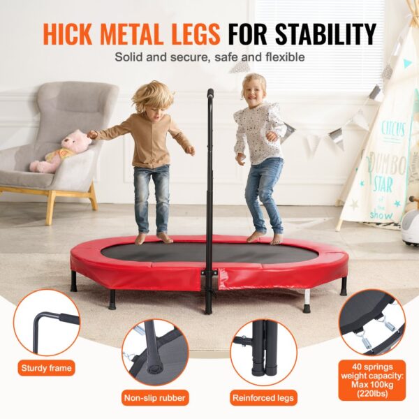 VEVOR Kindertrampolin Indoor / Outdoor-Trampolin faltbares Mini Trampolin mit Griff, rot – Bild 5