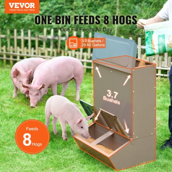 VEVOR Futterspender, 3,7 Scheffel Fassungsvermögen, Futterbox mit Doppeltür – Bild 2