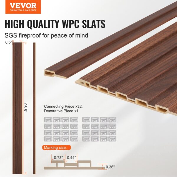VEVOR Akustikpaneele 8er-Set, 2450x166mm, WPC-Akzent-Wandpaneele aus Holz für moderne Innenwände – Bild 2