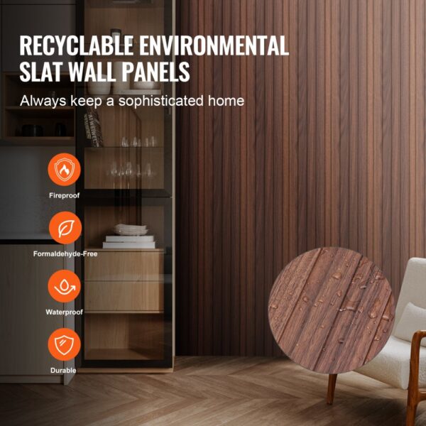 VEVOR Akustikpaneele 8er-Set, 2450x166mm, WPC-Akzent-Wandpaneele aus Holz für moderne Innenwände – Bild 3