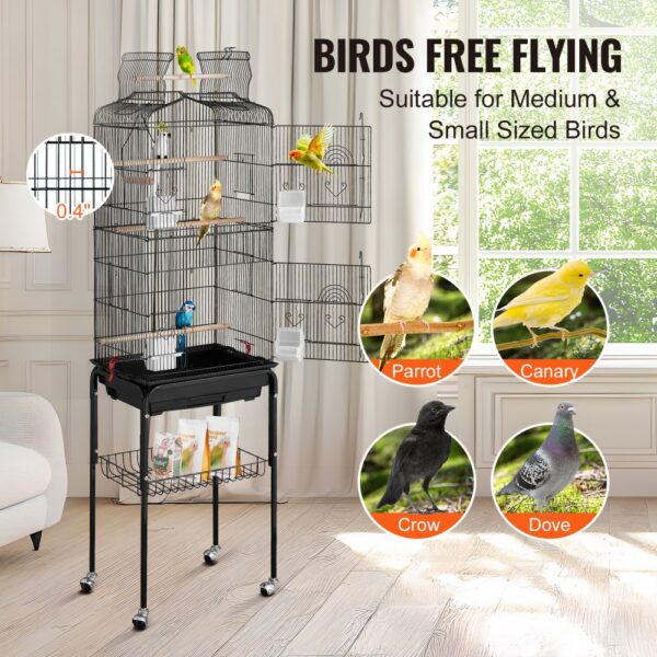 VEVOR Vogelkäfig, 45,7x35,5x151cm, Wellensittichkäfig mit 4 Sitzstangen – Bild 3