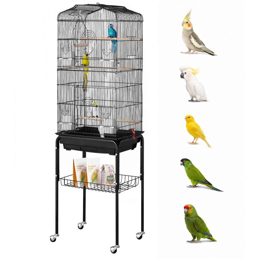 VEVOR Vogelkäfig, 45,7x35,5x151cm, Wellensittichkäfig mit 4 Sitzstangen