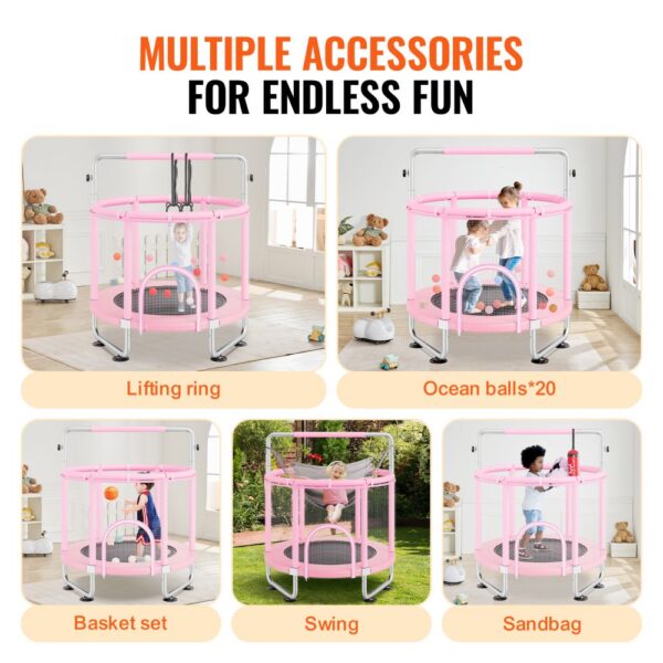 VEVOR Kindertrampolin Trampolin Mini Freizeittrampolin 147 cm für Kleinkinder einstellbar mit Sicherheitsnetz – Bild 4