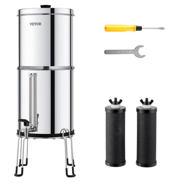 VEVOR Schwerkraft Wasserfiltersystem Edelstahl Arbeitsplattensystem 7+8,5L Wasserfiltrationssystem