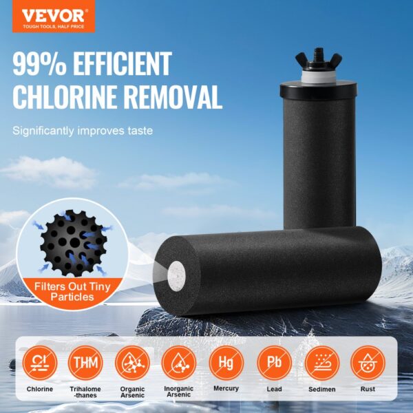 VEVOR Schwerkraft-Wasserfiltersystem, 2,25 G 304 Edelstahl-Arbeitsplatten-Wasserfiltersystem, für Zuhause – Bild 2