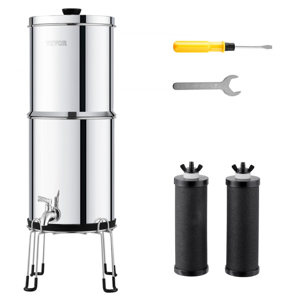 VEVOR Schwerkraft-Wasserfiltersystem, 2,25 G 304 Edelstahl-Arbeitsplatten-Wasserfiltersystem, für Zuhause