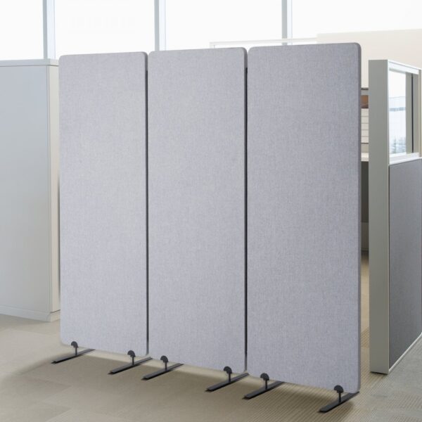 VEVOR Raumteiler 3 Paneele Paravent 1840 x 350 x 1655 mm, für Büro Schlafzimmer Arbeitszimmer, hellgrau