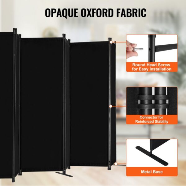 VEVOR Raumteiler 6 Paneele Paravent 3110 x 1805 x 450 mm, Schwarz – Bild 3