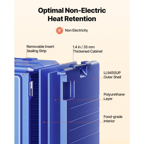 VEVOR Isolierter Speisenbehälterträger Warmhaltebox für Gastronomie 120 L – Bild 3