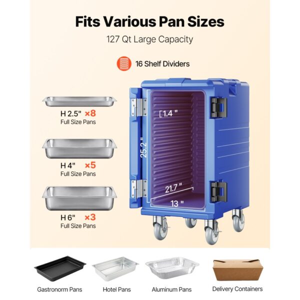 VEVOR Isolierter Speisenbehälterträger Warmhaltebox für Gastronomie 120 L – Bild 4