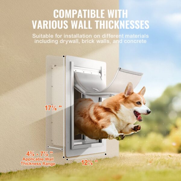 VEVOR Haustierklappe Hundeklappe Metallrahmen mit Schloss & 3-Klappen-System 312 x 435 mm – Bild 4
