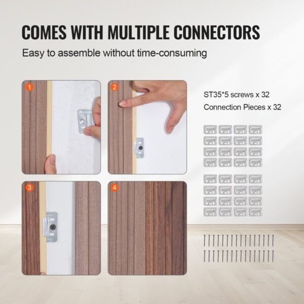 VEVOR Akustikpaneele 8er-Set, 2450 x 166 mm, WPC-Akzent-Holzwandpaneele für moderne Innenwände – Bild 5
