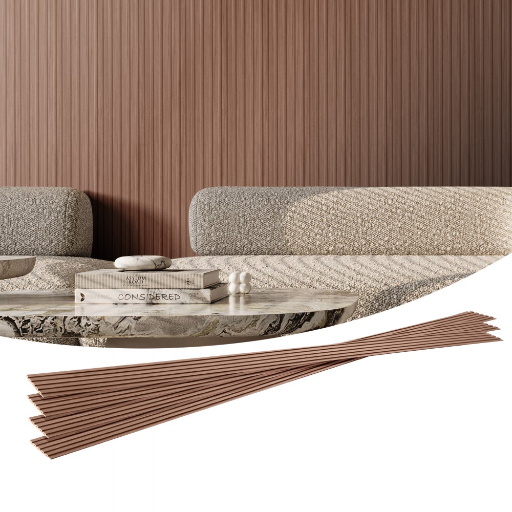VEVOR Akustikpaneele 8er-Set, 2450 x 166 mm, WPC-Akzent-Holzwandpaneele für moderne Innenwände