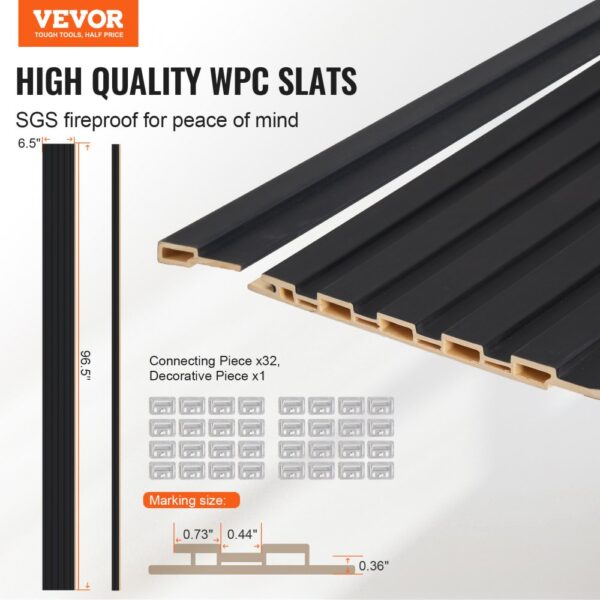 VEVOR Akustikplatte, 2450x166mm, WPC-Akzent-Holzwandpaneele für moderne Innenwände, 8er-Set – Bild 2