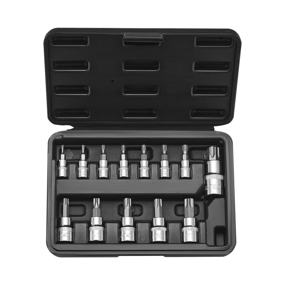 VEVOR Torx Bohrer Steckschlüsselsatz 13-tlg. Stern T8–T60, S2-Legierungsstahl & Cr-V-Stahl