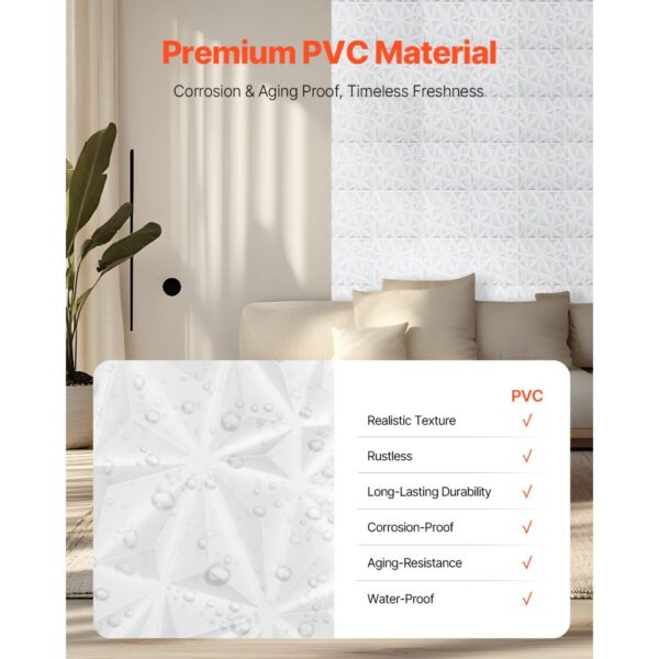 VEVOR 3D-Wandpaneele 33er-Set, 30x30 cm PVC-Moderne minimalistische Wandverkleidung, 2,97 m² Deckkraft – Bild 4 VEVOR 3D-Wandpaneele 33er-Set, 30x30 cm PVC-Moderne minimalistische Wandverkleidung, 2,97 m² Deckkraft – Bild 4