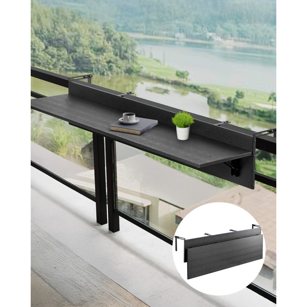 VEVOR Balkontisch, 1500x300 mm, klappbarer Balkonhängetisch, 22 kg Tragkraft