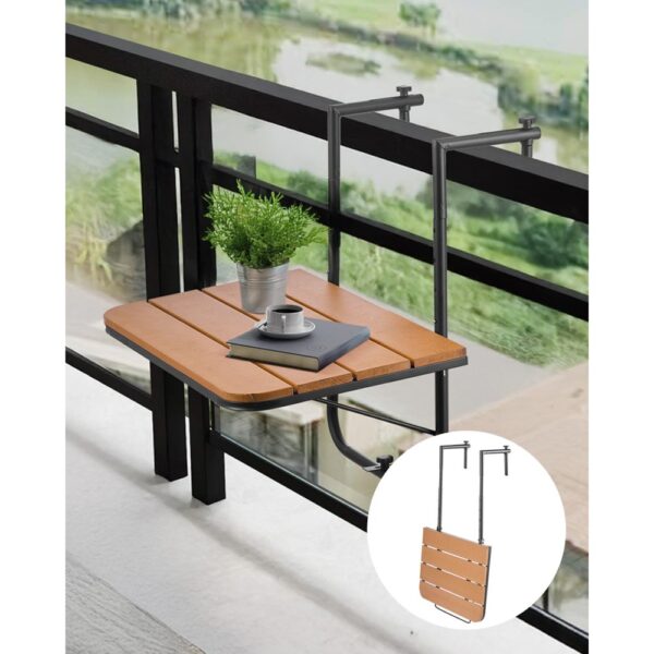 VEVOR Balkontisch, 595x400 mm, klappbarer Balkonhängetisch, 4-stufig verstellbar