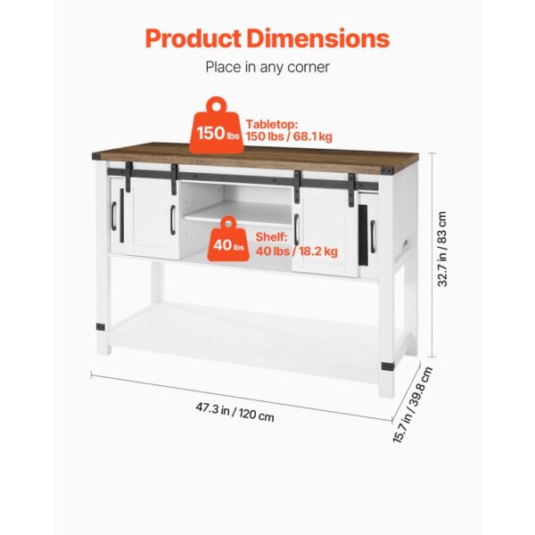 VEVOR Kaffeebarschrank 120 x 39,8 x 83 cm Bauernhaus-Kaffeebarschrank mit 4-stufigem Stauraum – Bild 3