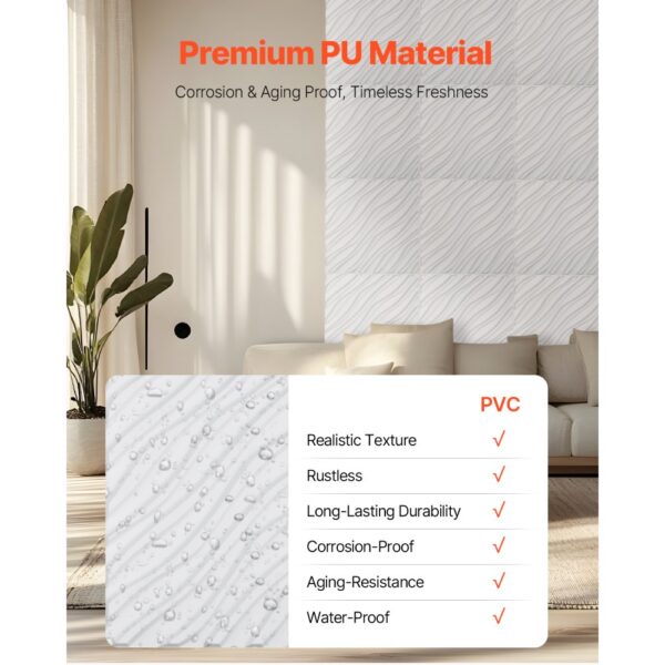 VEVOR 3D-Wandpaneele, 12er-Set, 50x50 cm PVC-Moderne minimalistische Wandverkleidung – Bild 4