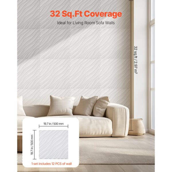 VEVOR 3D-Wandpaneele, 12er-Set, 50x50 cm PVC-Moderne minimalistische Wandverkleidung – Bild 5