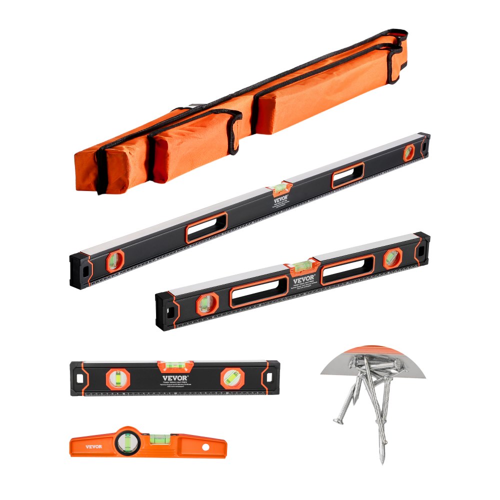 VEVOR 4-teiliges Torpedo-Wasserwaagen-Set, 120/60/40/25cm alle magnetischen Wasserwaagen