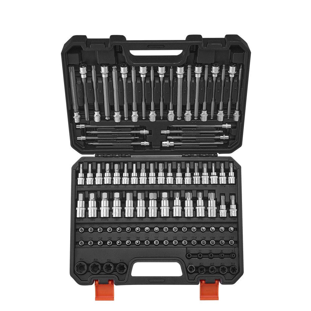 VEVOR Bohrer-Steckschlüsselsatz, 107-tlg. Sechskant/Torx/Außen-Torx/manipulationssicher/extra lang, 1/4