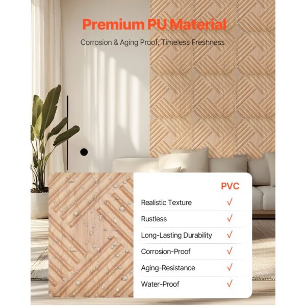 VEVOR 3D-Wandpaneele, 12er-Set, 150x50cm PVC-Wandverkleidung im modernen minimalistischen Stil – Bild 4
