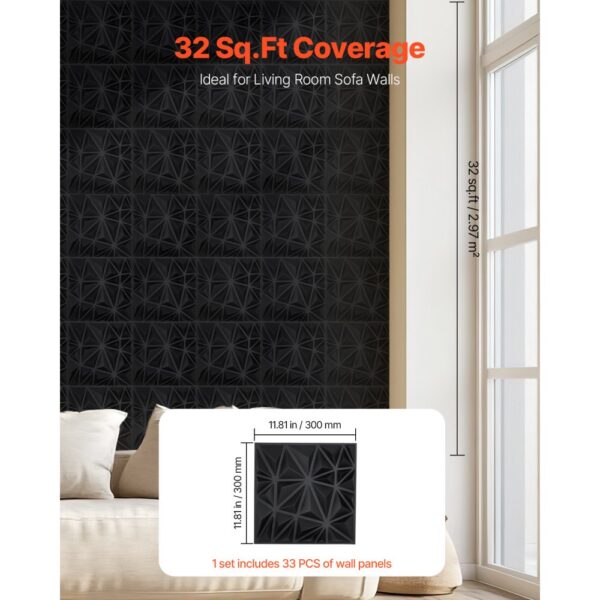 VEVOR 3D-Wandpaneele, 33er-Set 30x30 cm PVC-Moderne minimalistische Wandverkleidung, 2,97 m² – Bild 5