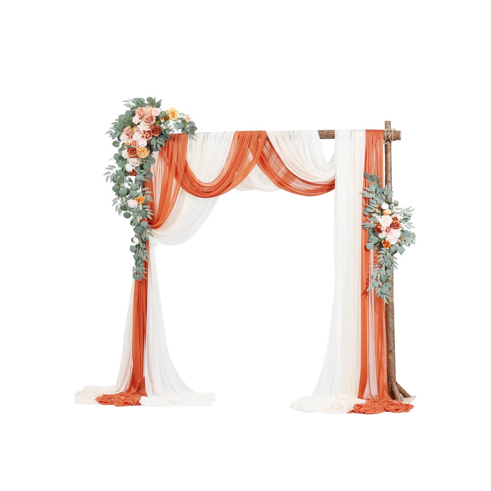 VEVOR Hochzeit Bogen, orangefarbene Blumen für Traubogen mit Vorhängen (5er-Pack), 2 Blumenarrangements