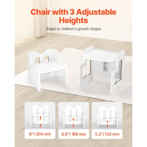 VEVOR Montessori Tisch Stuhlset Kleinkindertischset (mit Tafel) aus Holz für 1–5-Jährige, Weiß – Bild 3