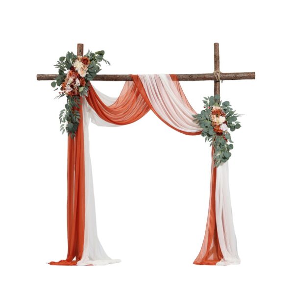 VEVOR Blumenset für Hochzeit Bogen, orangefarbene Blumen für Traubogen mit Vorhängen (4er-Set)
