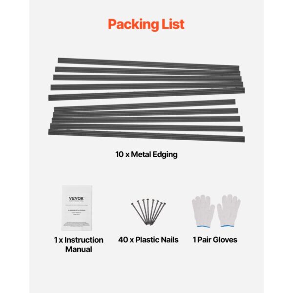 VEVOR Beeteinfassung, 10er-Pack, 1524x43x1,6 mm, Rasenkante aus Aluminiumlegierung – Bild 5