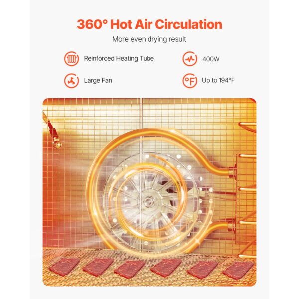 VEVOR Dörrgerät Dörrautomat 8 Edelstahlschalen, elektrischer 400 W Futtertrockner mit einstellbarer Temperatur – Bild 2