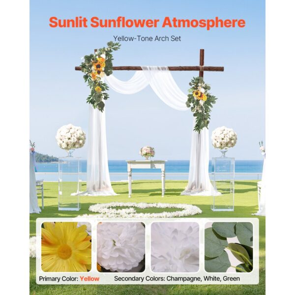 VEVOR Blumen für Hochzeit Bogen, gelbe Blumen für Traubogen mit Vorhängen (3er-Set), 2 Blumenarrangements – Bild 2 VEVOR Blumen für Hochzeit Bogen, gelbe Blumen für Traubogen mit Vorhängen (3er-Set), 2 Blumenarrangements – Bild 2