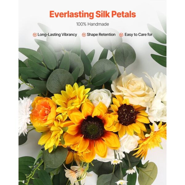 VEVOR Blumen für Hochzeit Bogen, gelbe Blumen für Traubogen mit Vorhängen (3er-Set), 2 Blumenarrangements – Bild 4 VEVOR Blumen für Hochzeit Bogen, gelbe Blumen für Traubogen mit Vorhängen (3er-Set), 2 Blumenarrangements – Bild 4